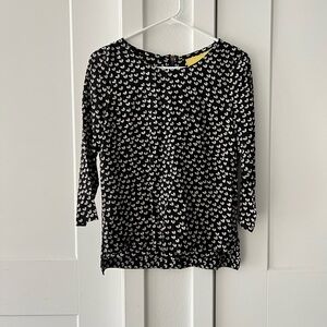 Anthropologie Maeve Linosa Heart Print Top 100% Silk Sz XSMALL